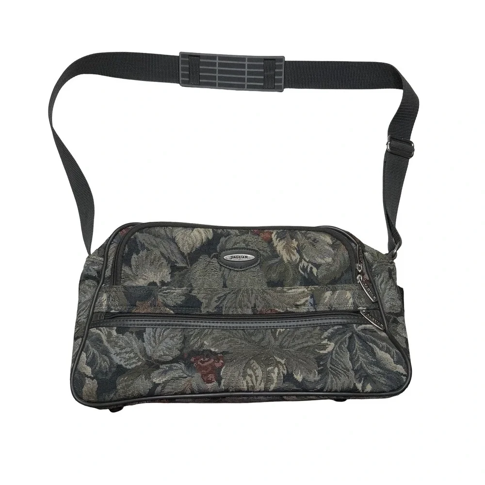 Vintage 80s 90s Jaguar tapestry floral small travel‎ bag